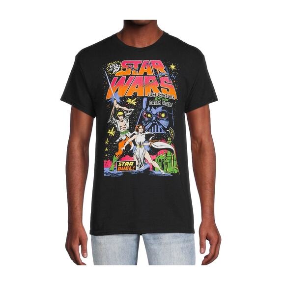 Star Wars Other - Star Wars NWT Men's 3X Cartoon Darth Vader Luke Skywalker Princess Lei Black Tee